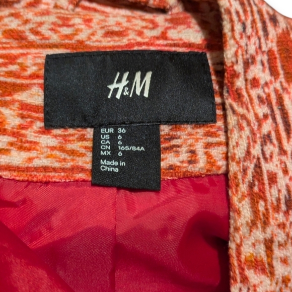 NEW* H&M Blazer Jacket Red Size 6 Aztec Ikat Print - Bohemian, Festival Fashion - Picture 7 of 9